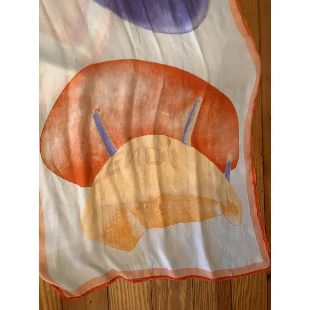 Vintage FENDI Scarf Silk‎ Chairs Orange Pink 60x15 High end Old Money